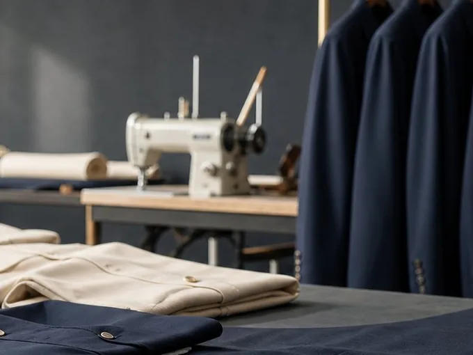 Machine à coudre et vêtements en cours de finition dans un atelier, visuel d’illustration généré